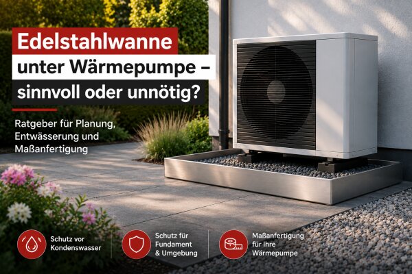 Edelstahlwanne unter Wärmepumpe | Kondenswasser ableiten - Edelstahlwanne unter Wärmepumpe: Sinnvoll oder nicht? Der große Praxisratgeber 2026