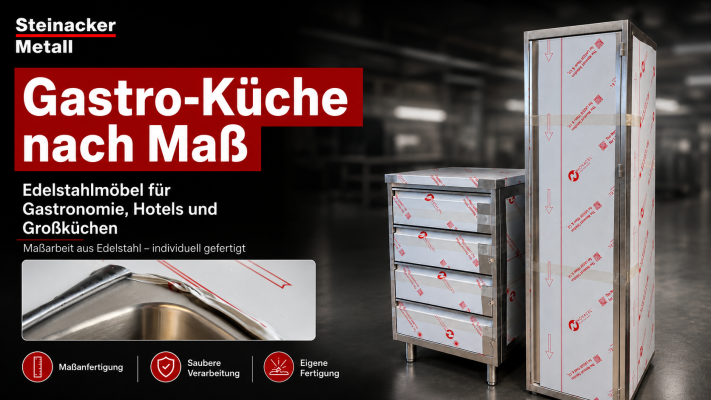 Gastro-Küche nach Maß: Individuelle Edelstahlmöbel für professionelle Küchen - Gastro-Küche nach Maß | Edelstahlmöbel von Steinacker Metall